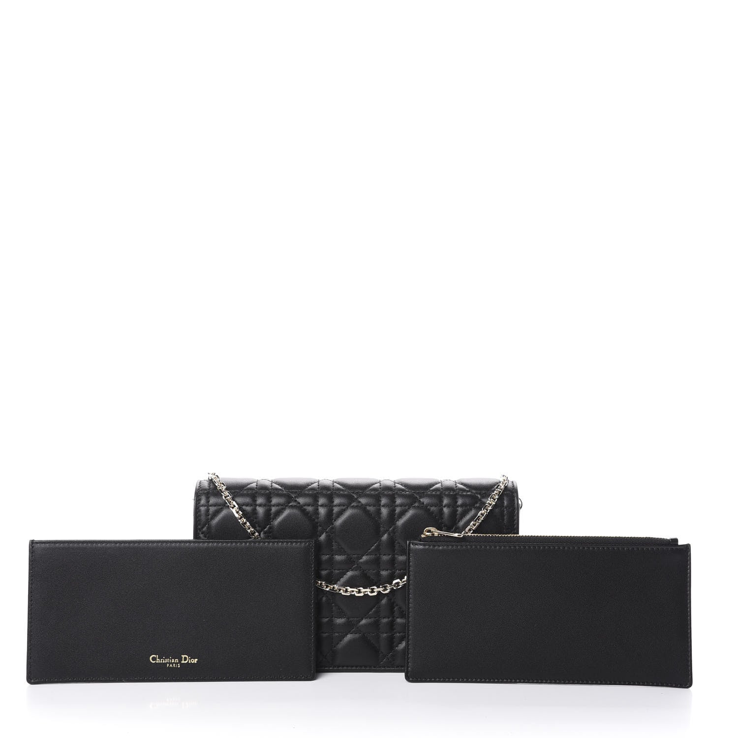 Christian Dior Lambskin Cannage Lady Dior Pouch Black 3 of 9