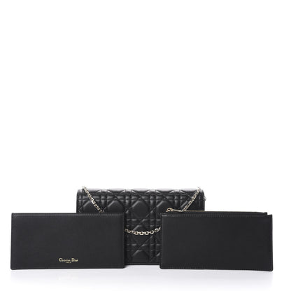 Christian Dior Lambskin Cannage Lady Dior Pouch Black 3 of 9