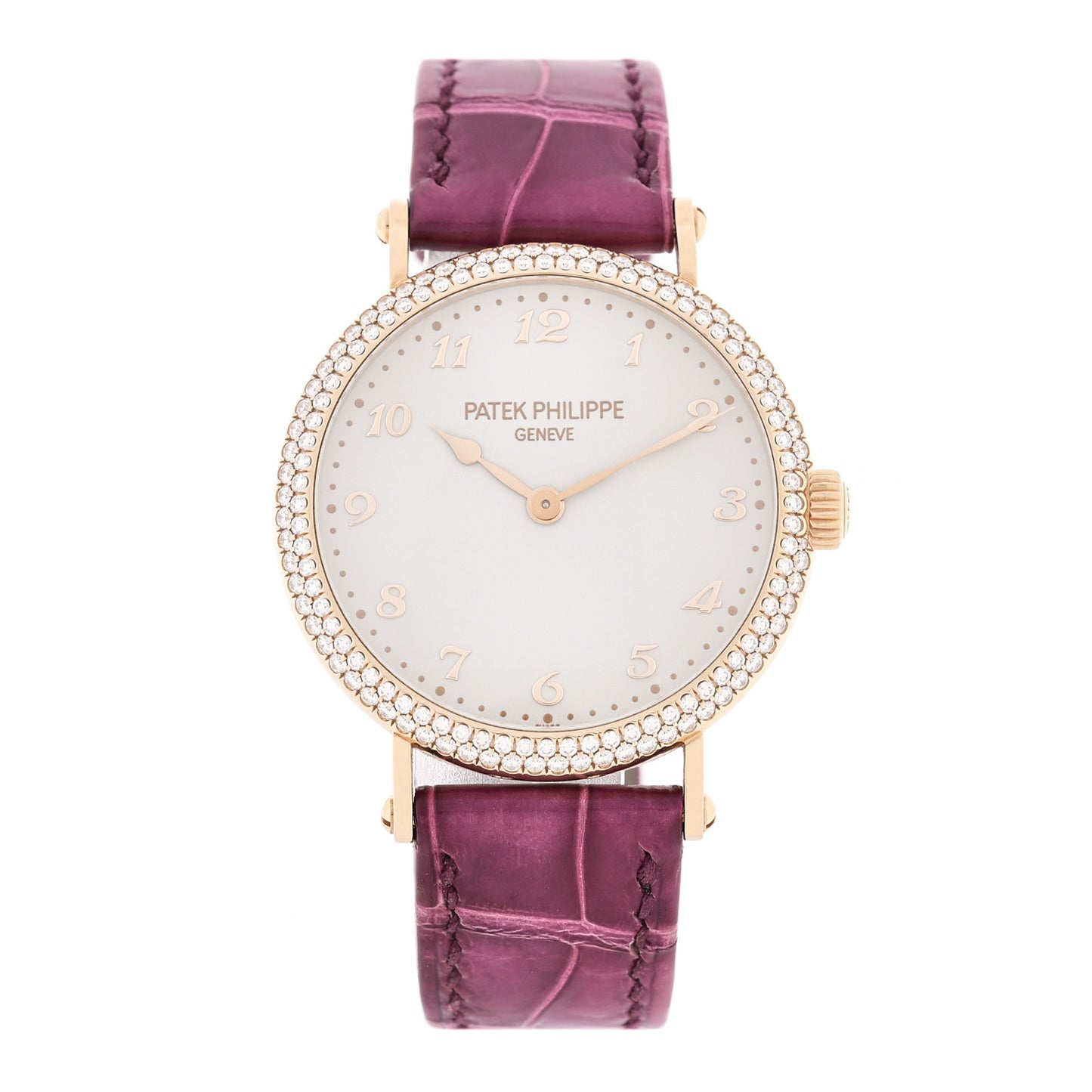 18K Rose Gold Alligator Diamond 34.6mm Calatrava Automatic Watch 7200/200R-001