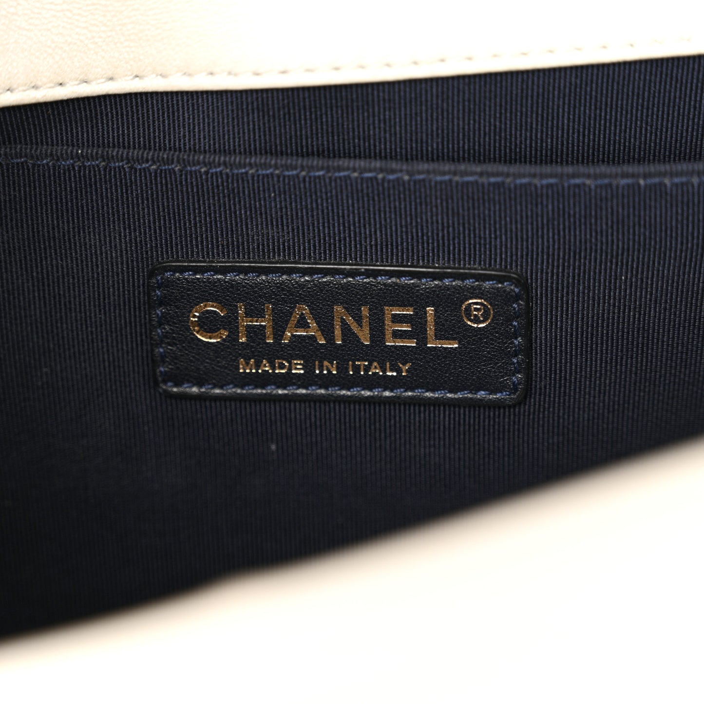 Lambskin Embossed Medium Boy Cube Flap White