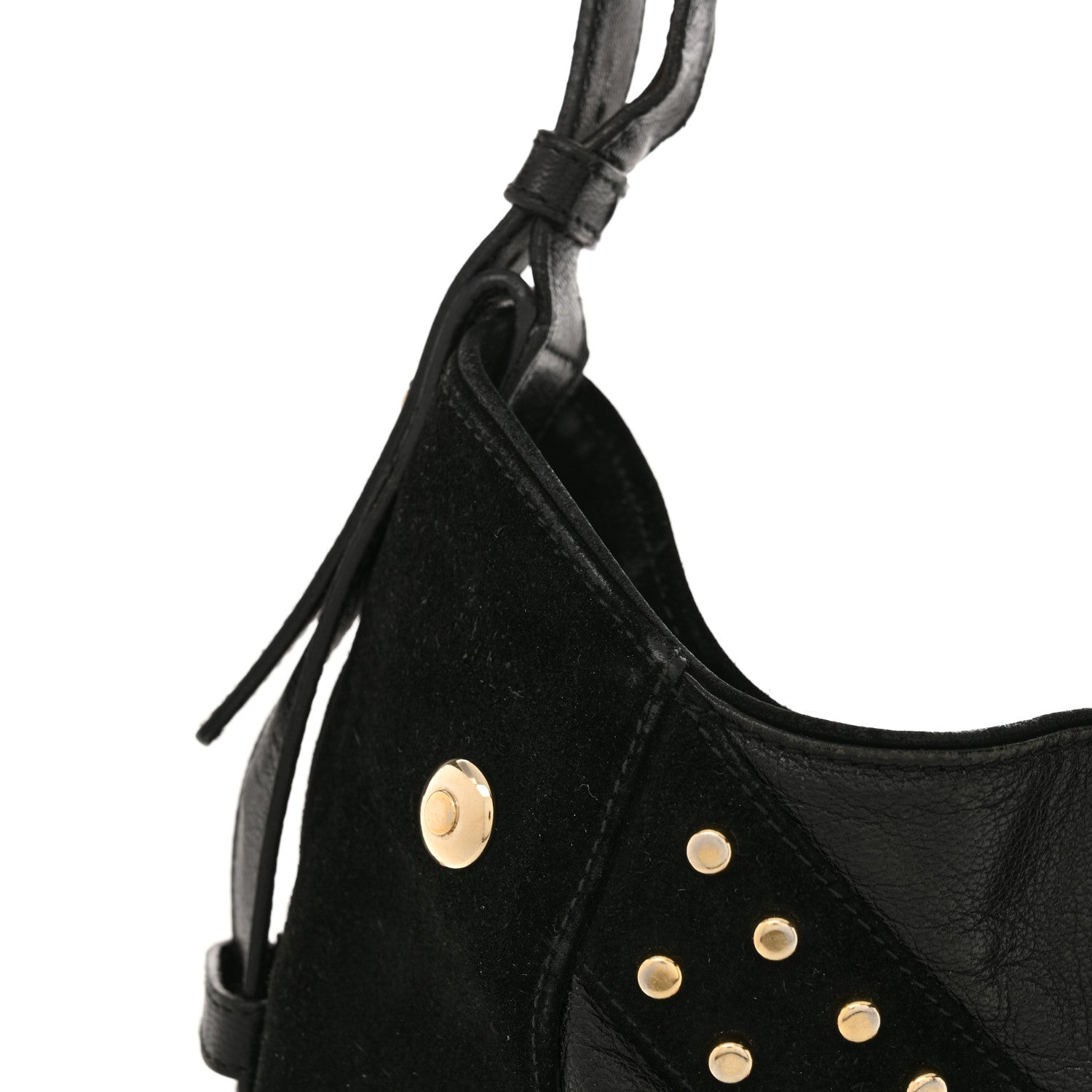 Saint Laurent Suede Horn Studded Y Mombasa Hobo Black 11 of 12