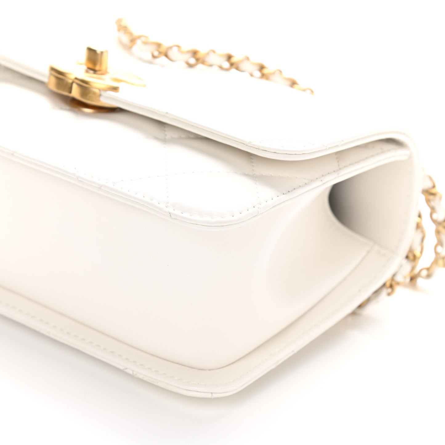 Calfskin Quilted Mini Perfect Fit Flap White