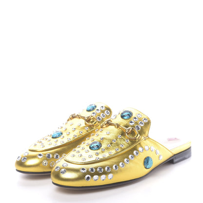 Gucci Metallic Nappa Crystal Womens Princetown Slippers 39 Gold 3 of 9