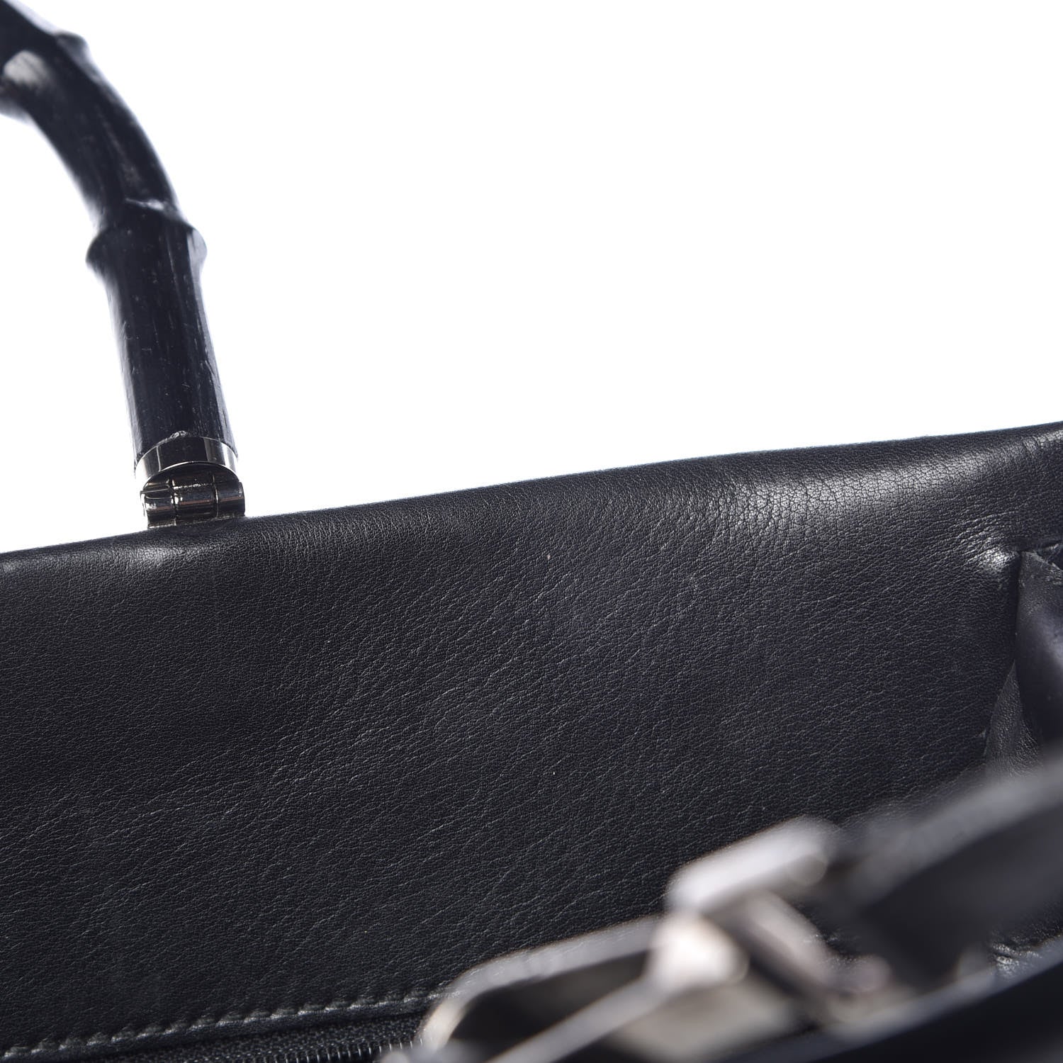 Gucci Calfskin Bamboo Top Handle Bag Black 10 of 29