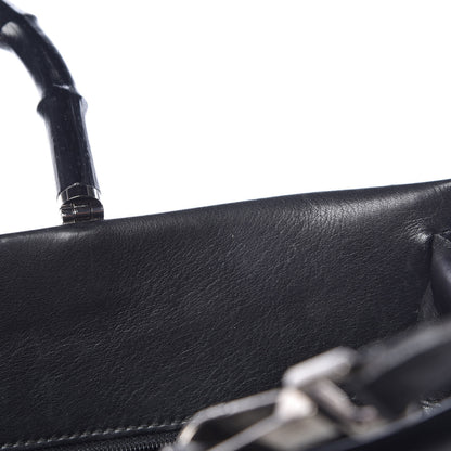 Gucci Calfskin Bamboo Top Handle Bag Black 10 of 29