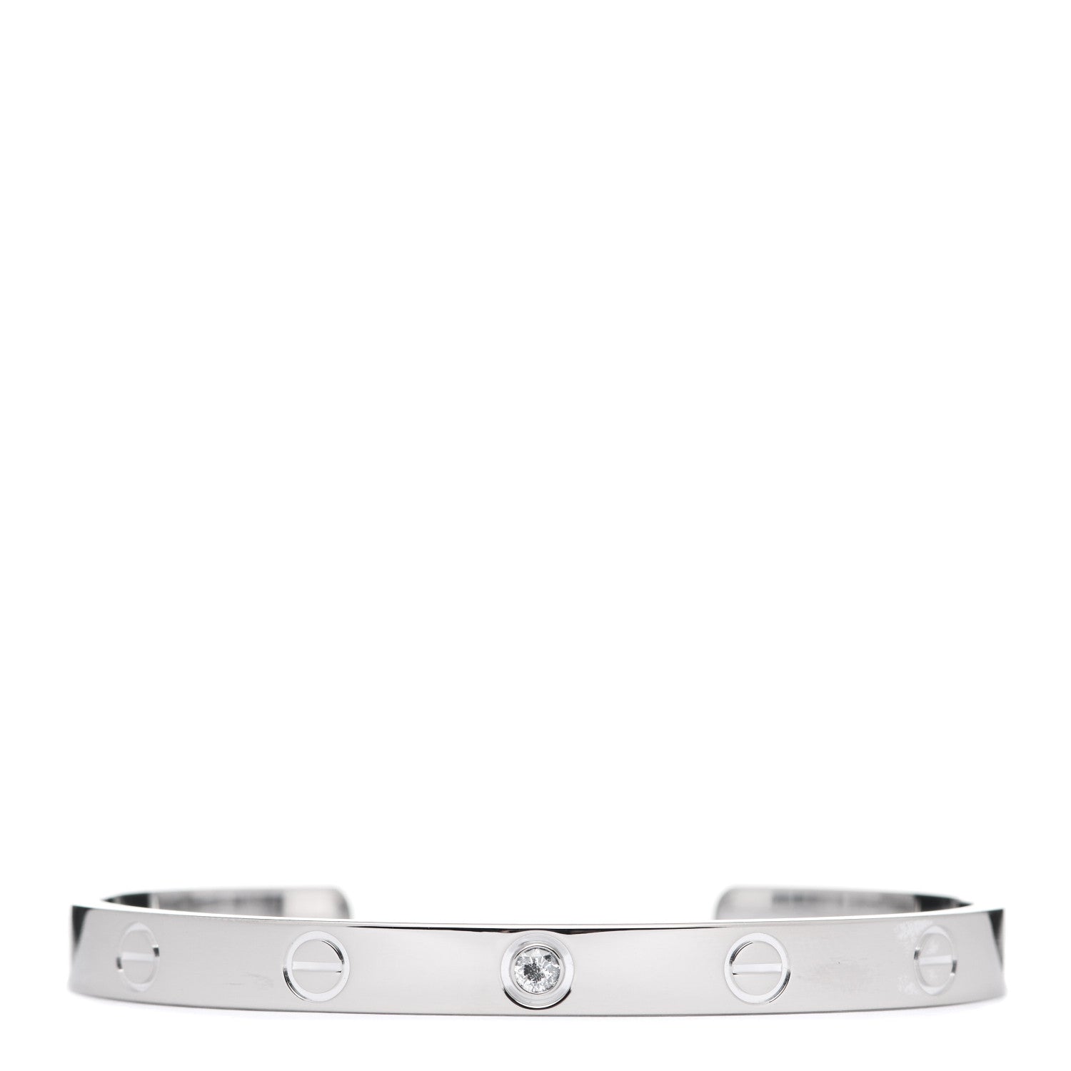 Cartier 18K White Gold 1 Diamond LOVE Cuff Bracelet 17 1 of 4