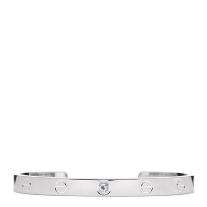 Cartier 18K White Gold 1 Diamond LOVE Cuff Bracelet 17 1 of 4