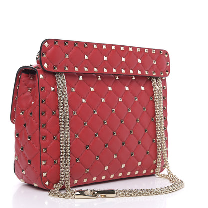 Valentino Garavani Lambskin VLTN Print Medium Rockstud Spike Shoulder Bag Red 4 of 11