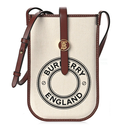 Burberry Canvas Callfskin Anne Phone Case With Strap White Tan 1 of 8