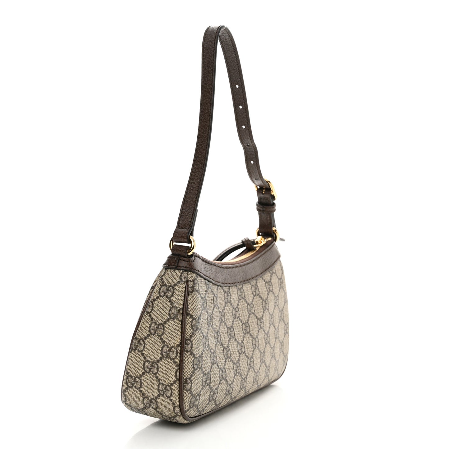 GG Supreme Monogram Textured Dollar Calfskin Small Ophidia Hobo Beige Ebony New Acero