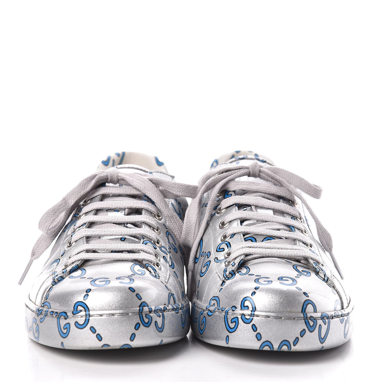 Miro Rubber Wax GucciGhost Print Mens New Ace Sneakers 9 Silver