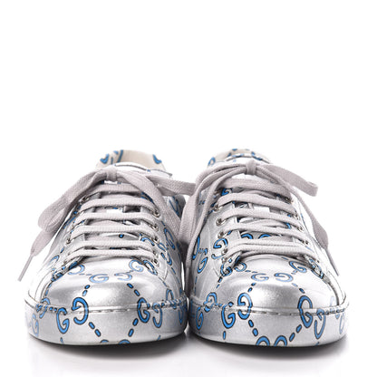 Gucci Miro Rubber Wax GucciGhost Print Mens New Ace Sneakers 9 Silver 2 of 13