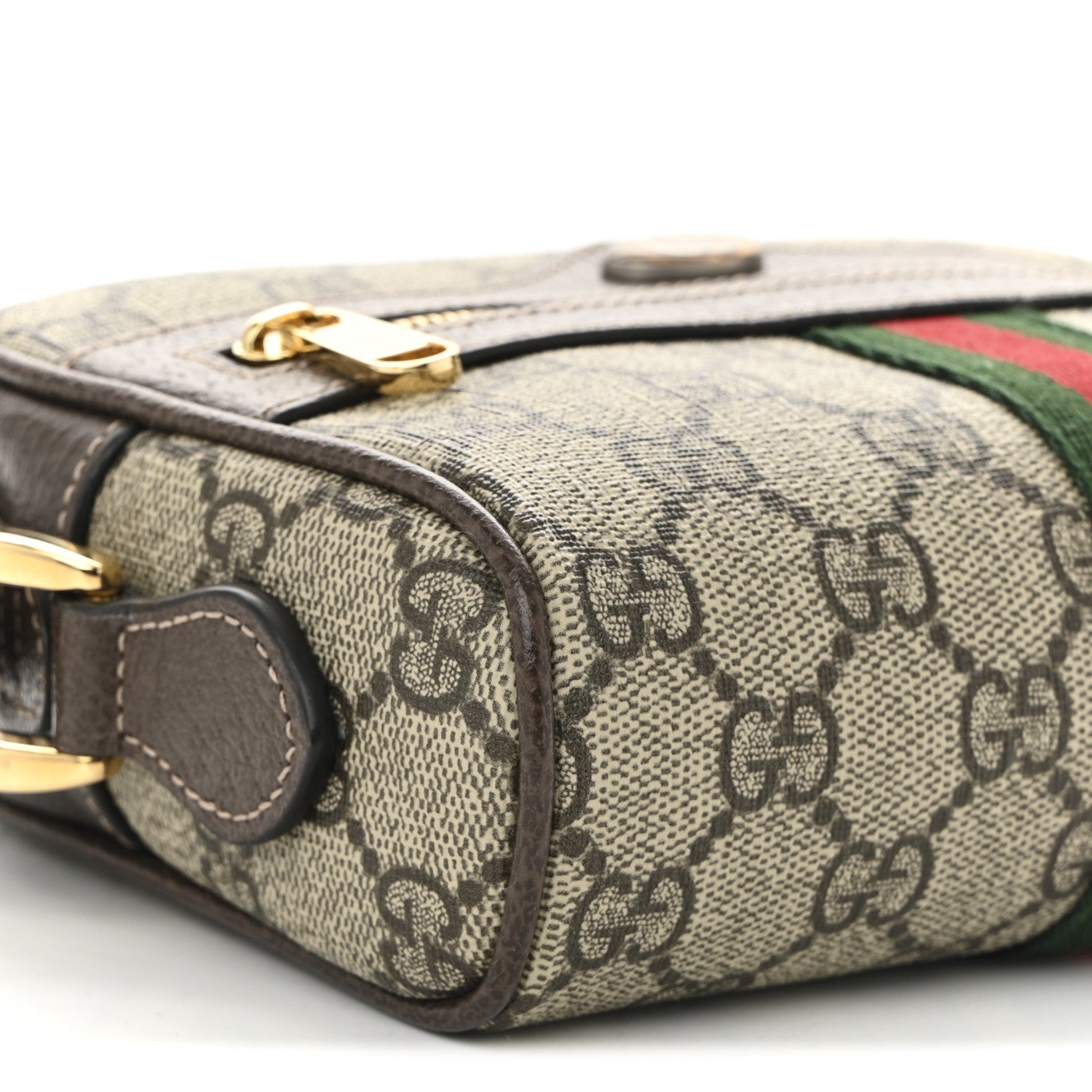 Gucci GG Supreme Monogram Web Mini Ophidia Shoulder Bag Brown 9 of 10