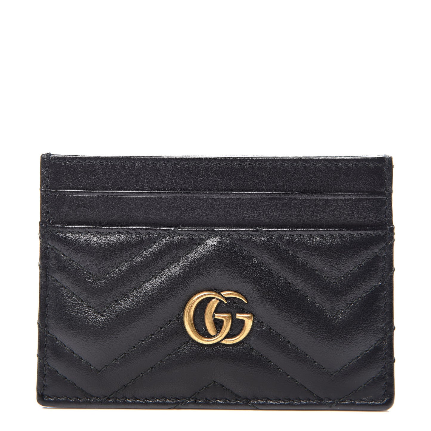 Calfskin Matelasse GG Marmont Card Holder Black