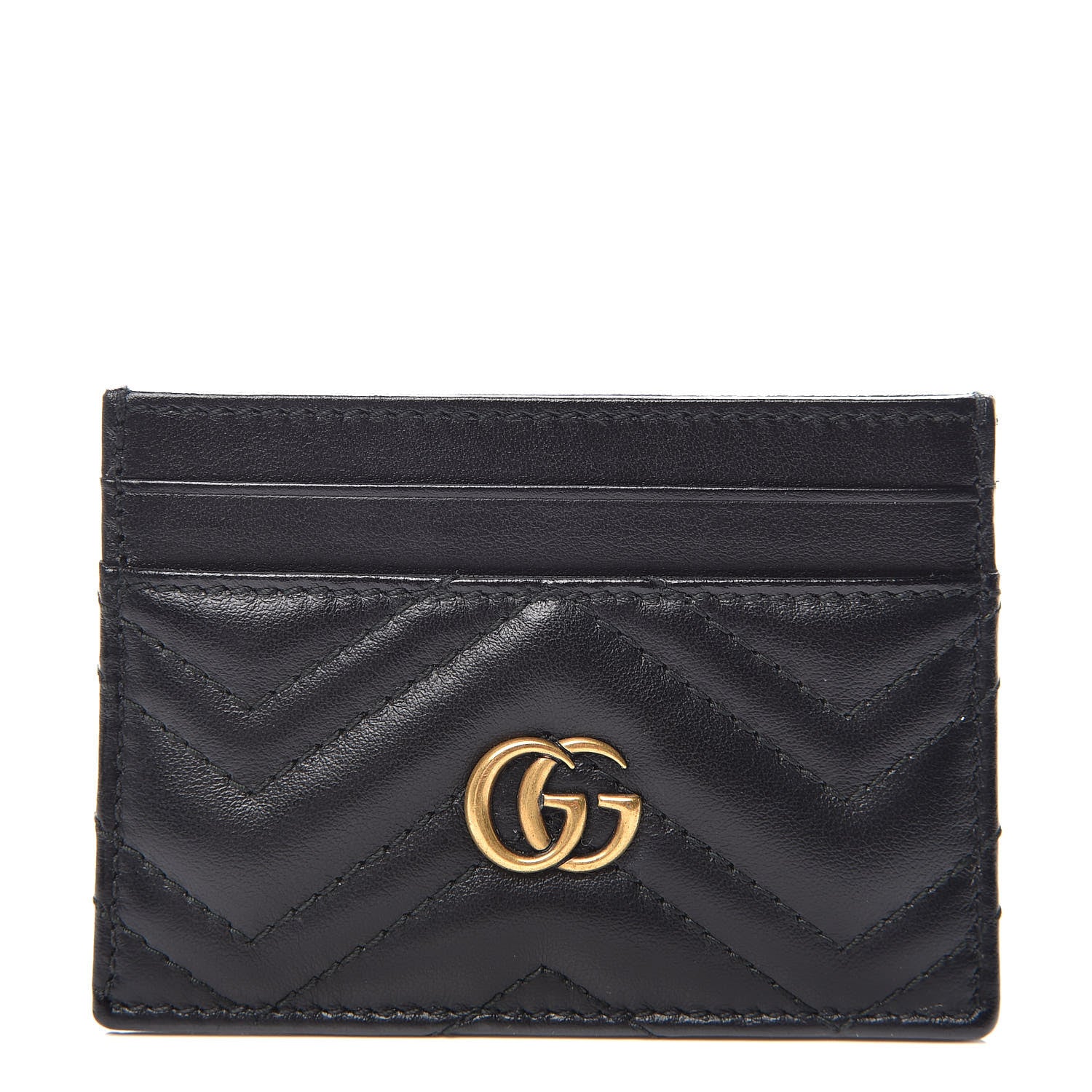Gucci Calfskin Matelasse GG Marmont Card Holder Black 1 of 6