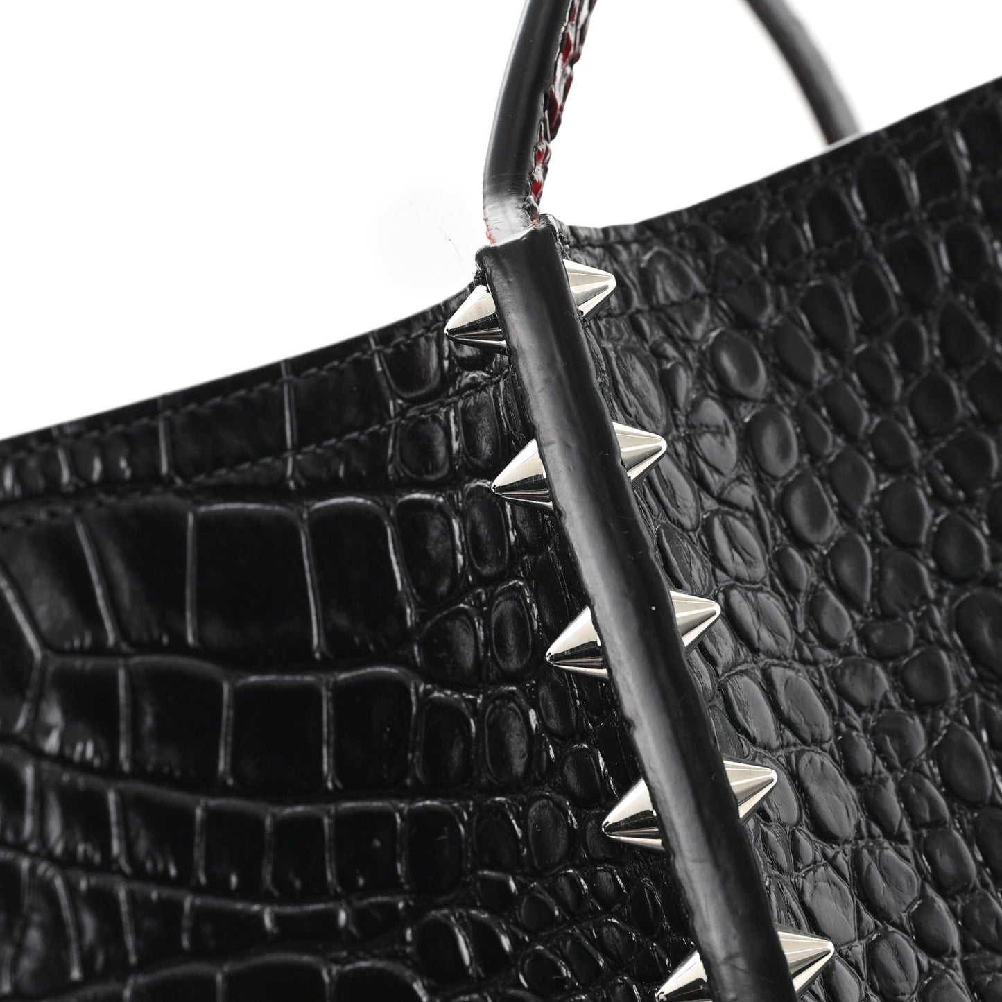 Calfskin Crocodile Embossed Spikes Large Cabarock Black