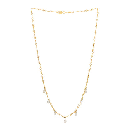 Roberto Coin 18K Yellow White Gold Diamonds by the Inch Dog Bone Chain Dangle Necklace 2 of 4