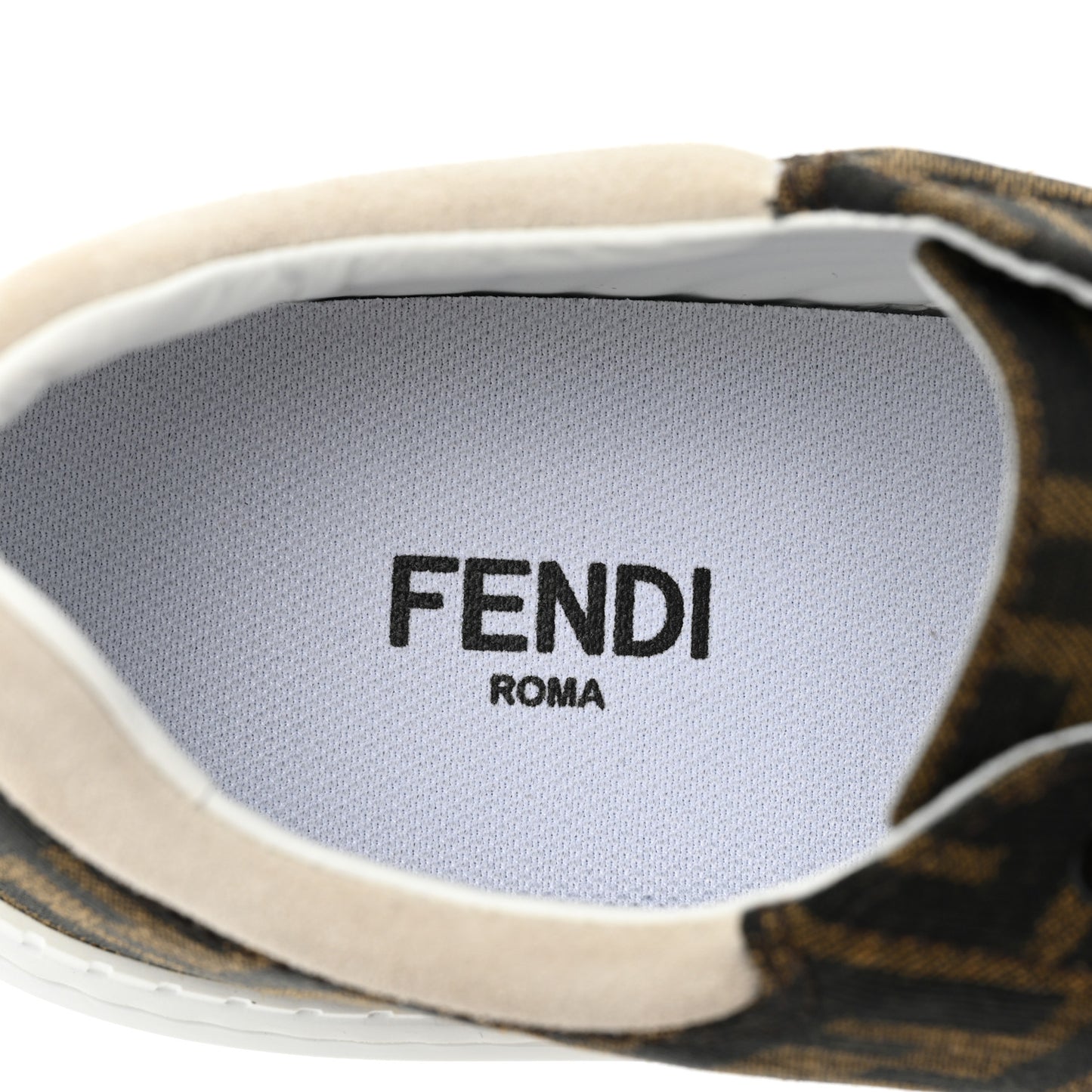 Fabric Jacquard FF Rainbow Womens Fendi Force Low-Top Sneakers 37.5 Tobacco Black White Multicolor