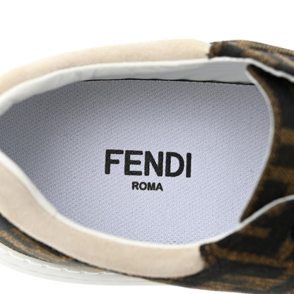 Fendi Fabric Jacquard FF Rainbow Womens Fendi Force Low-Top Sneakers 37.5 Tobacco Black White Multicolor 8 of 9