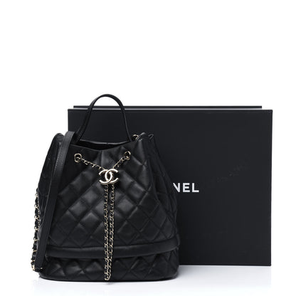 Chanel Caviar Quilted Large Rolled Up Bucket Drawstring Bag Black 12 of 12