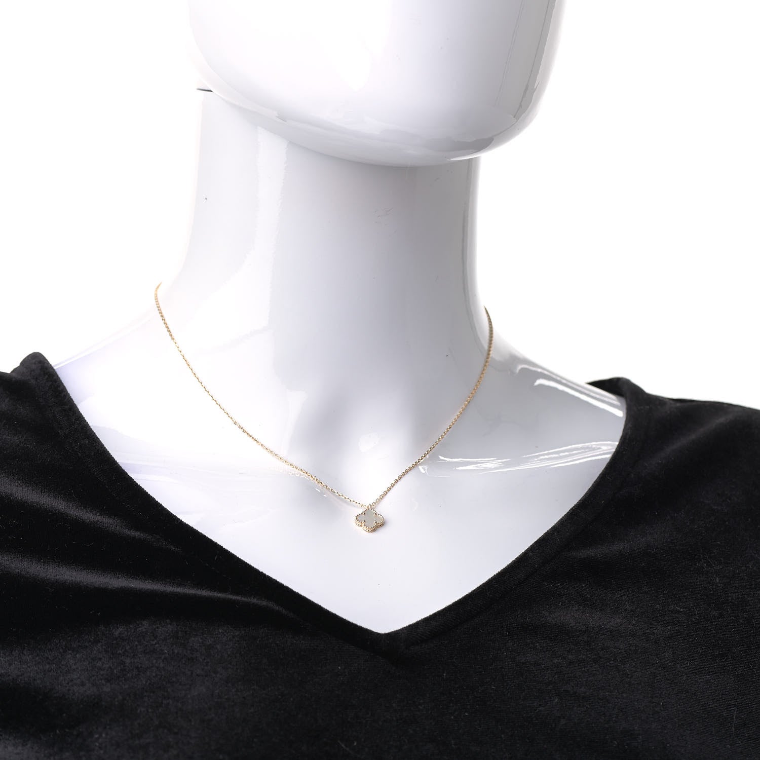 Van Cleef & Arpels 18K Yellow Gold Mother of Pearl Sweet Alhambra Pendant Necklace 2 of 7