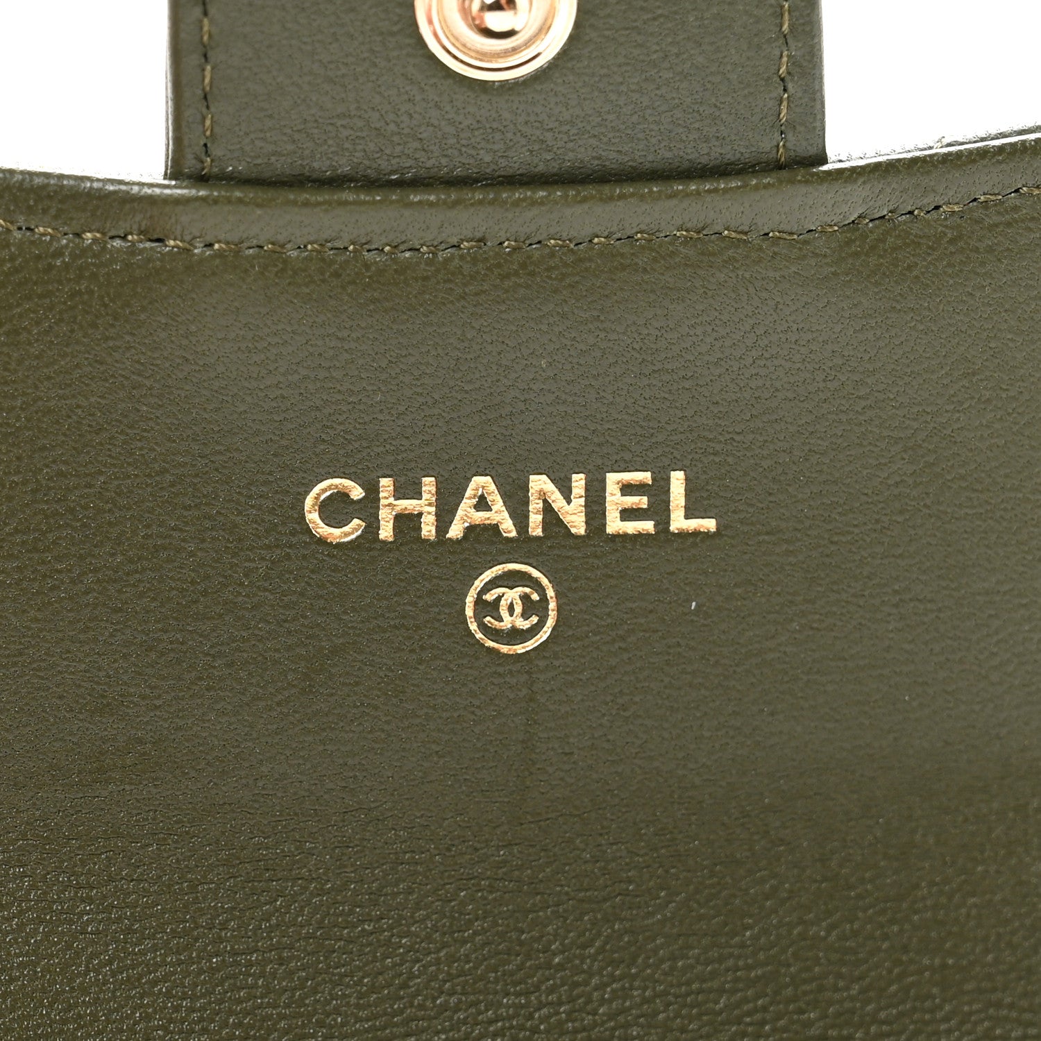 Chanel Lambskin Quilted Flap Card Holder Wallet Khaki 6 of 8