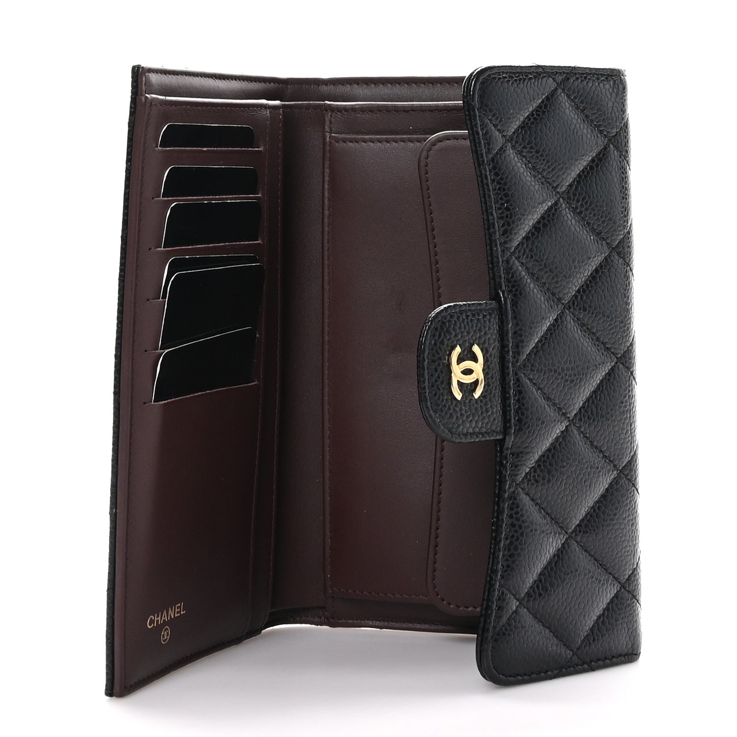 Caviar Quilted Large Flap Wallet Black