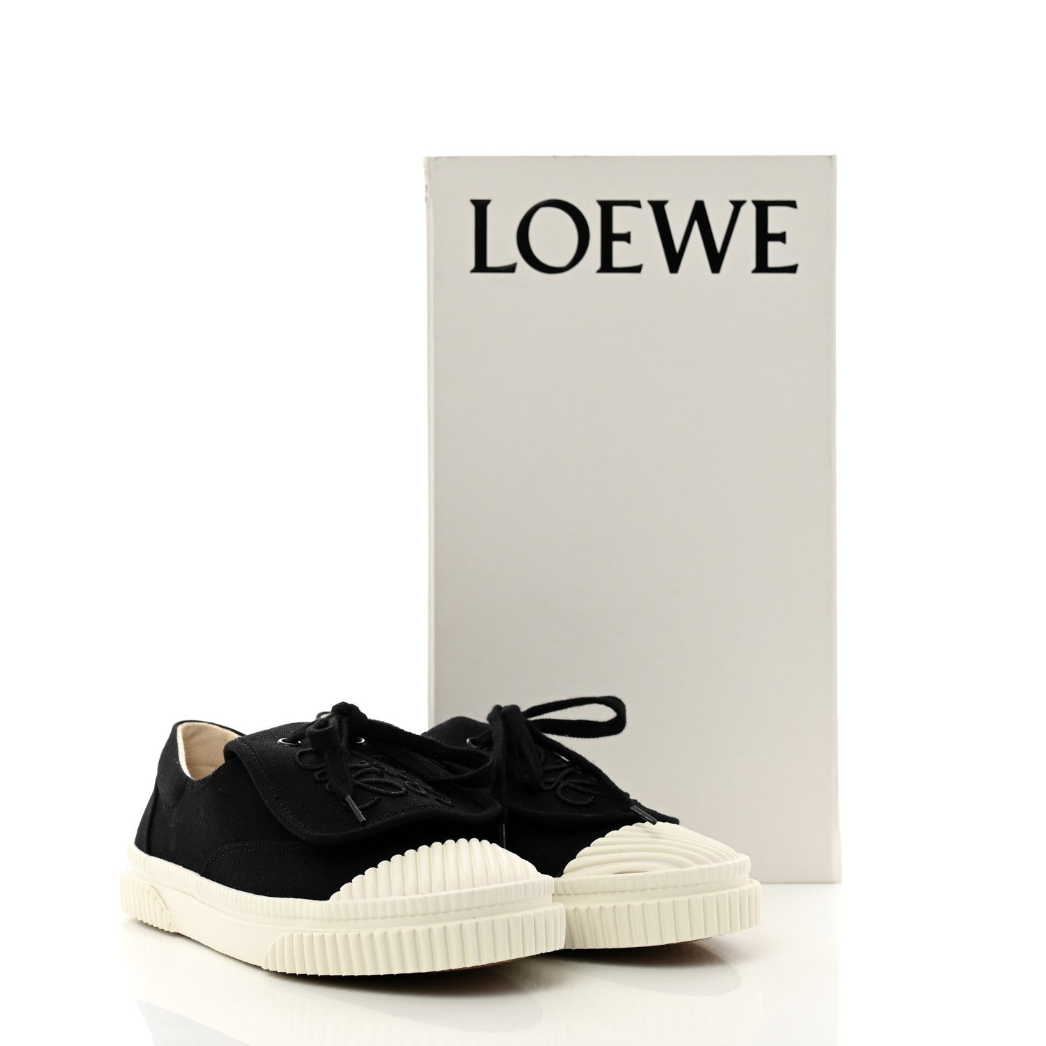 Loewe Jacquard Anagram Calfskin Flap Sneakers 35 Black 11 of 11