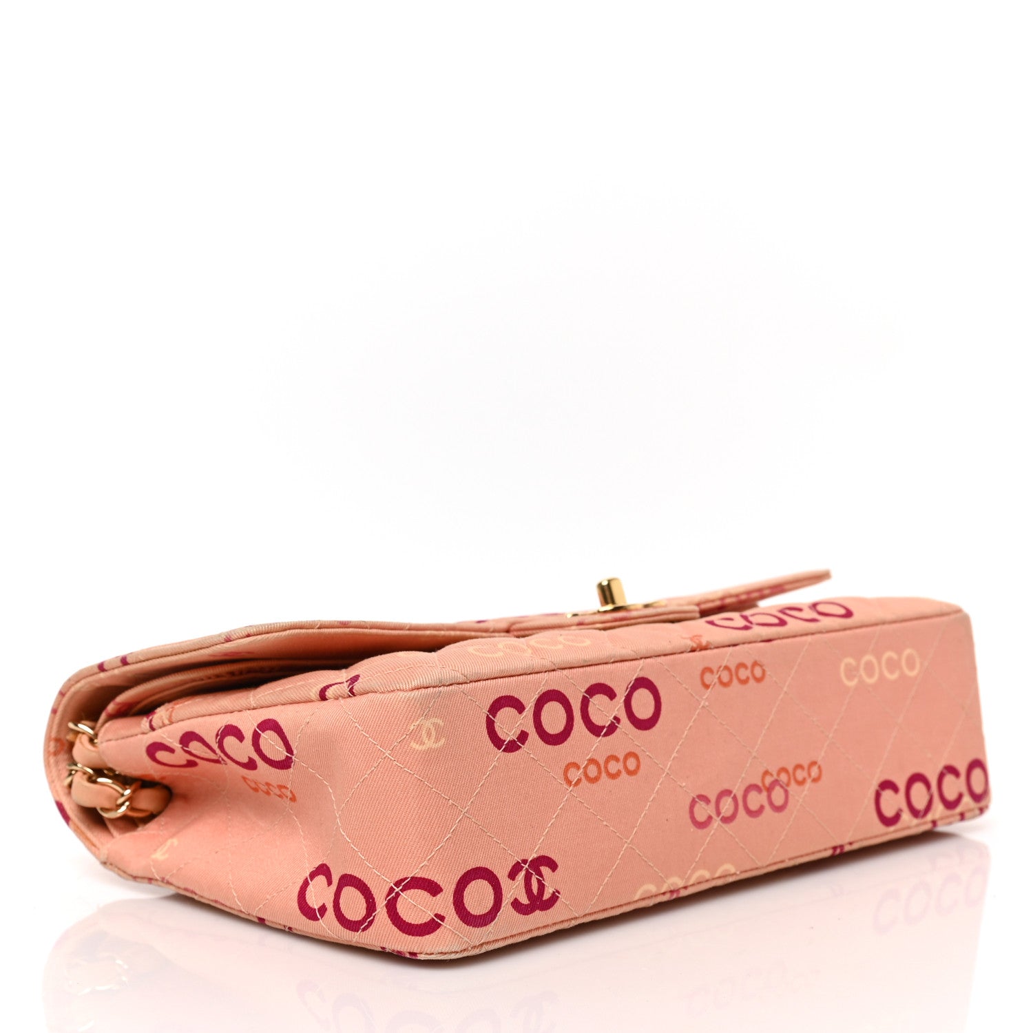 Chanel Canvas Coco Printed Quilted Medium Double Flap Pink 4 of 9