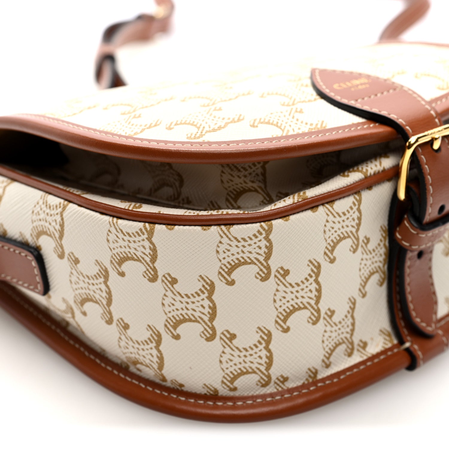 Celine Triomphe Canvas Medium Folco Bag White 9 of 9