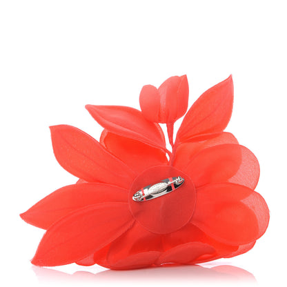 Chanel Fabric Camellia Flower Brooch Orange 3 of 5
