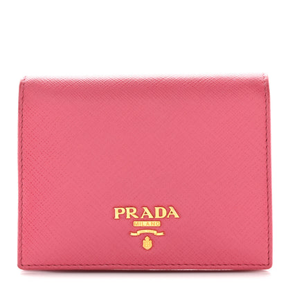 Prada Saffiano Metal Compact Snap Bi-Fold Wallet Peonia 1 of 11