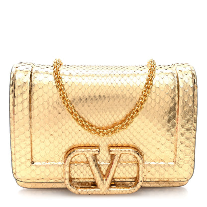 Valentino Garavani Metallic Snakeskin Vlogo Mini Shoulder Bag  Gold 1 of 9