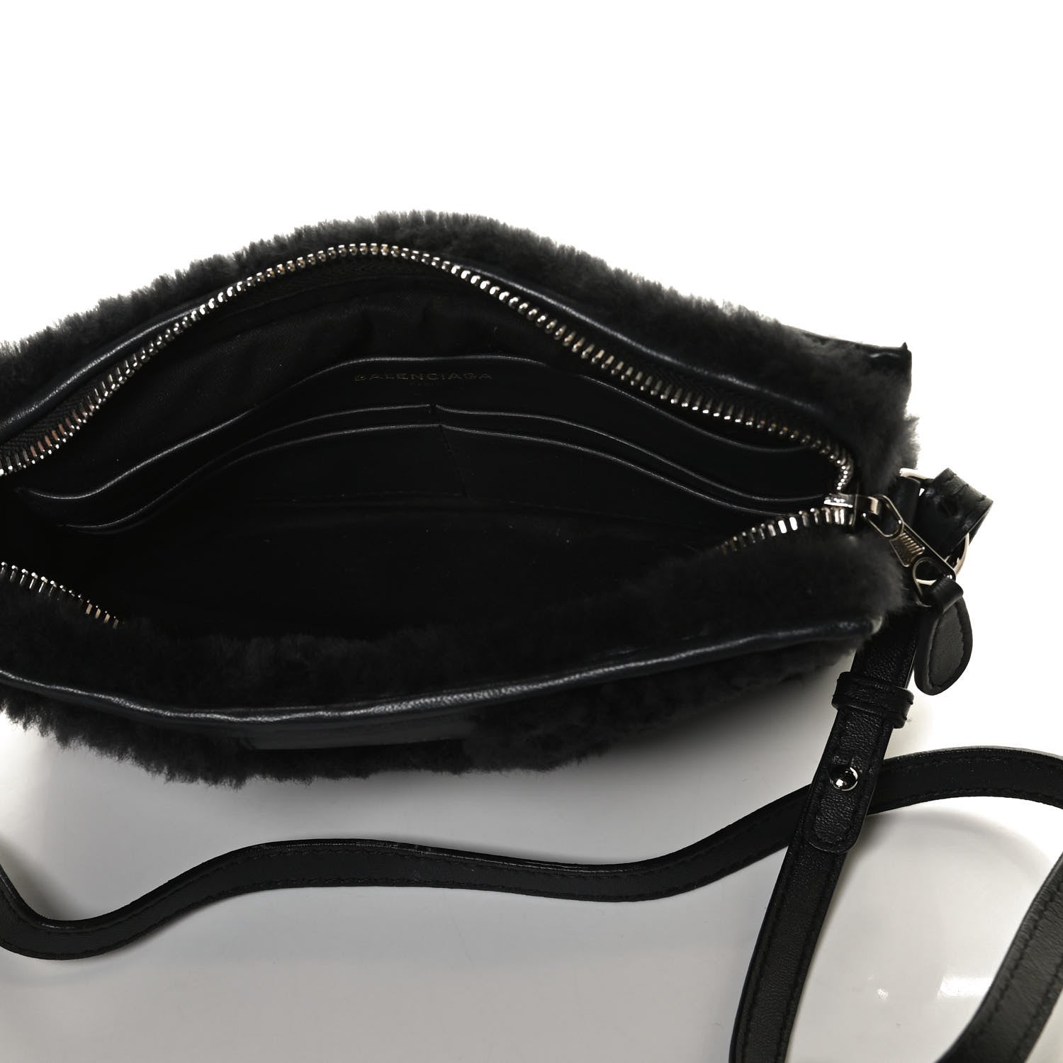 Balenciaga Shearling Bazar Pochette Crossbody Black 5 of 12