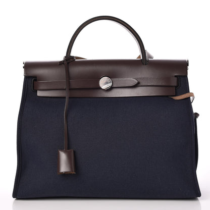 Hermes Toile Vache Hunter Herbag Zip PM 31 Bleu Marine Ebene 3 of 8