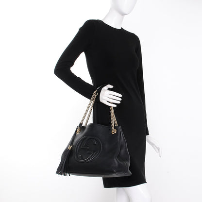 Gucci Pebbled Calfskin Medium Soho Chain Shoulder Bag Black 2 of 9