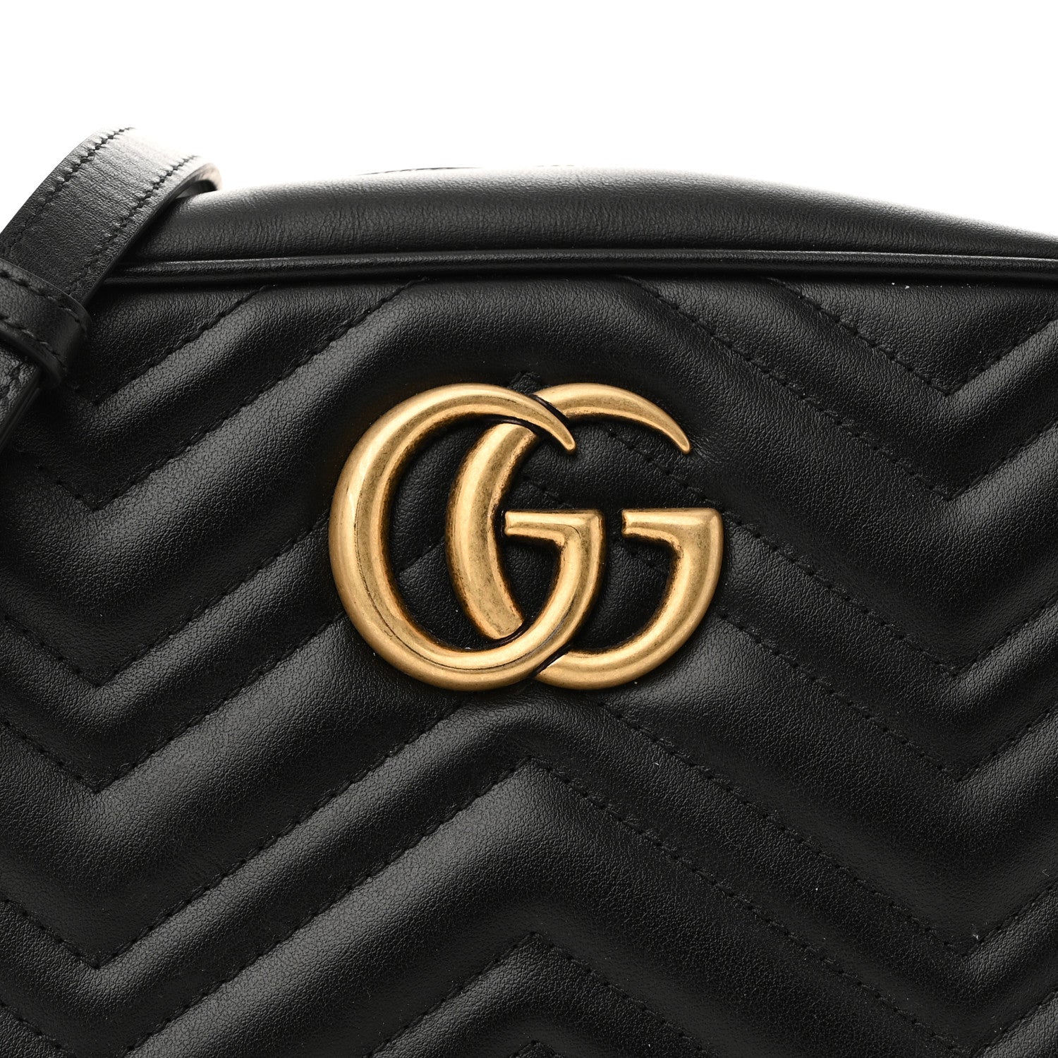 Gucci Calfskin Matelasse Small GG Marmont Chain Shoulder Bag Black 8 of 10