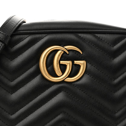 Gucci Calfskin Matelasse Small GG Marmont Chain Shoulder Bag Black 8 of 10