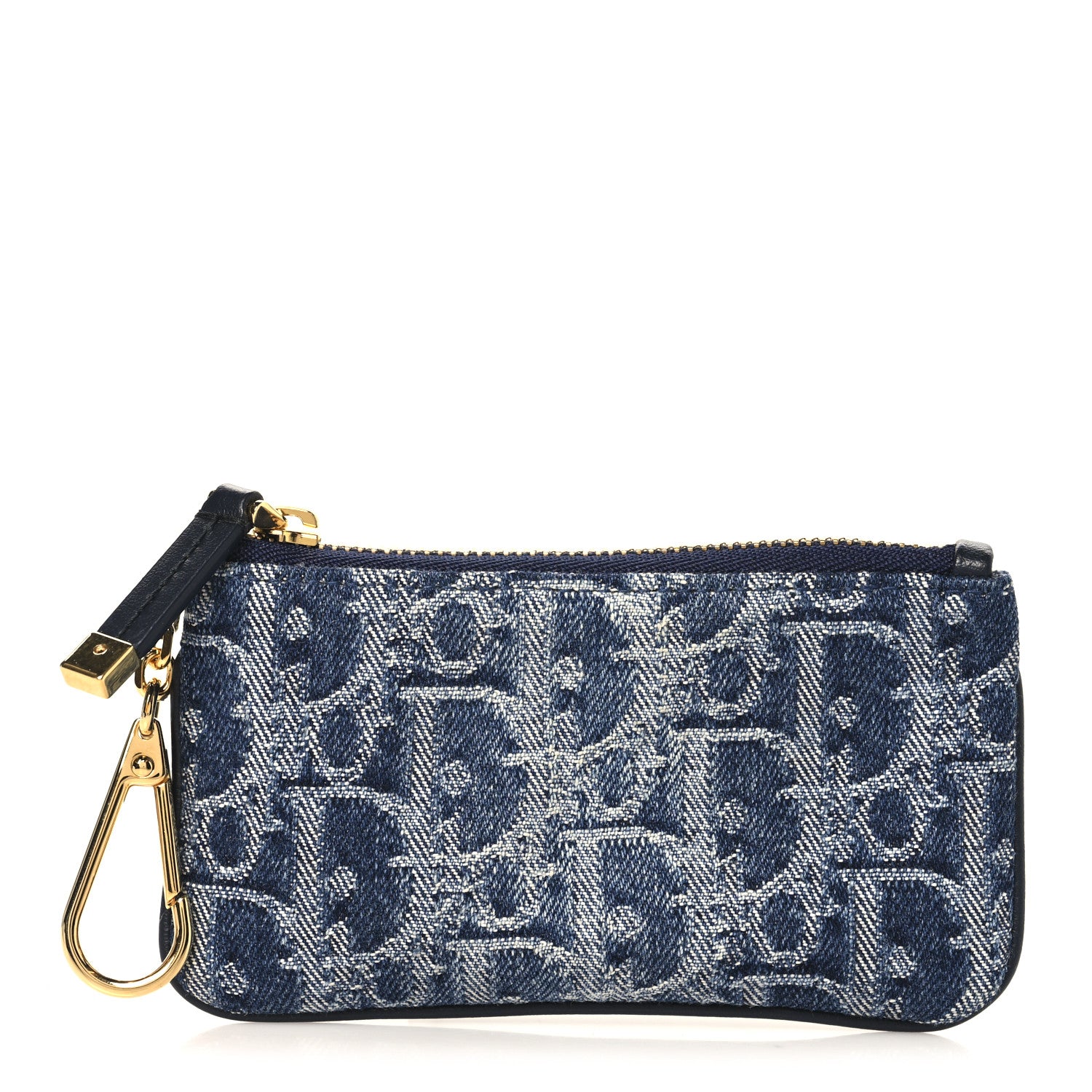 Christian Dior Denim Jacquard Oblique DiorTravel Myrte Zipped Key Case Blue 1 of 8