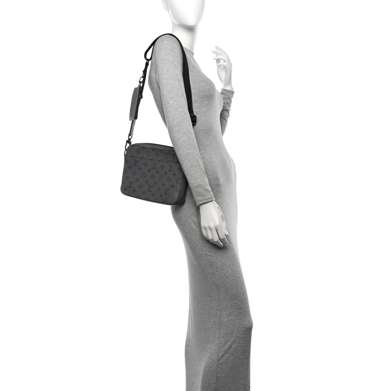 Louis Vuitton Calfskin Monogram Shadow Duo Messenger Anthracite Gray 2 of 11