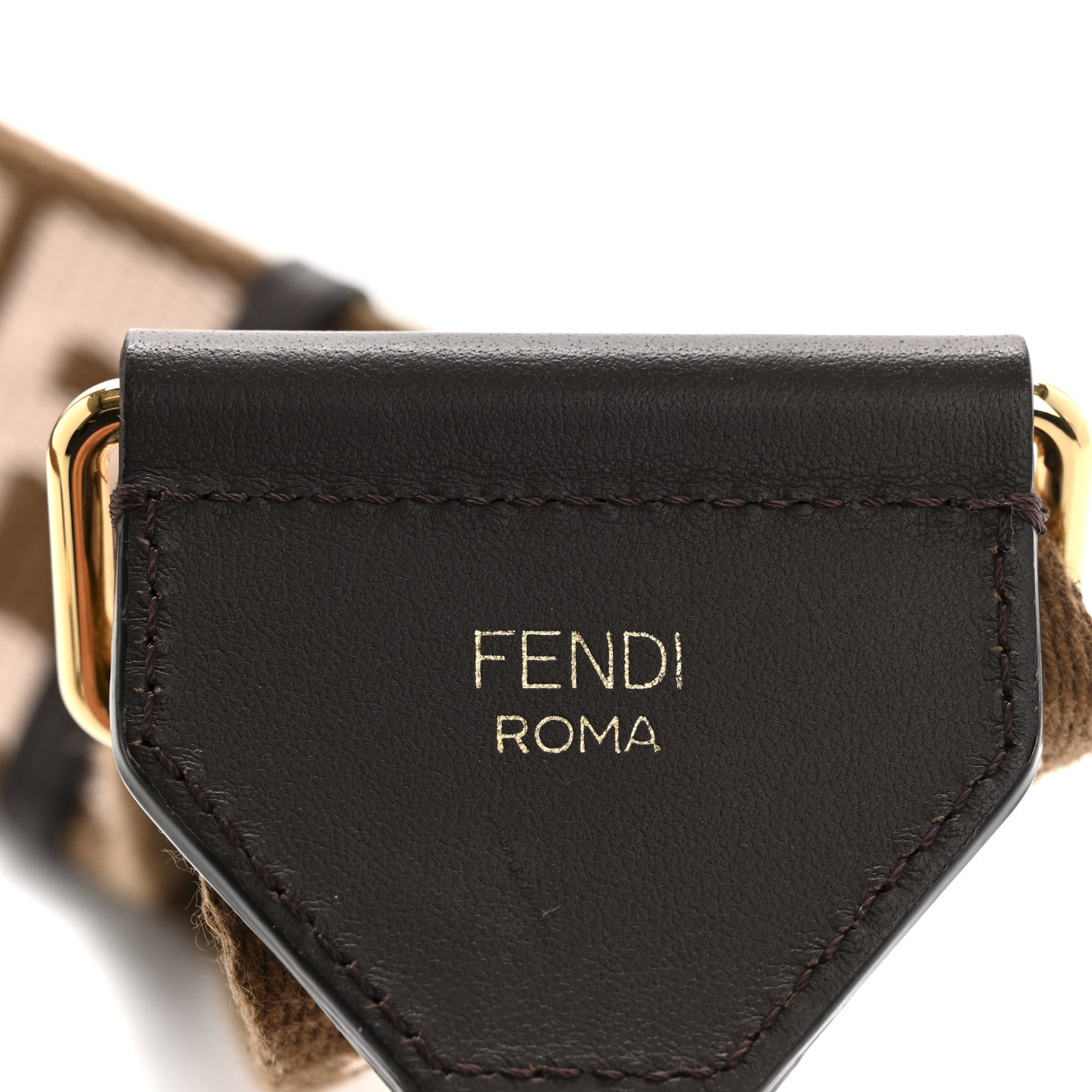 Fendi Ribbon Vitello Century FF 1974 Embroidered Adjustable Strap You Fango Rosa Confetto Chocolate 4 of 9