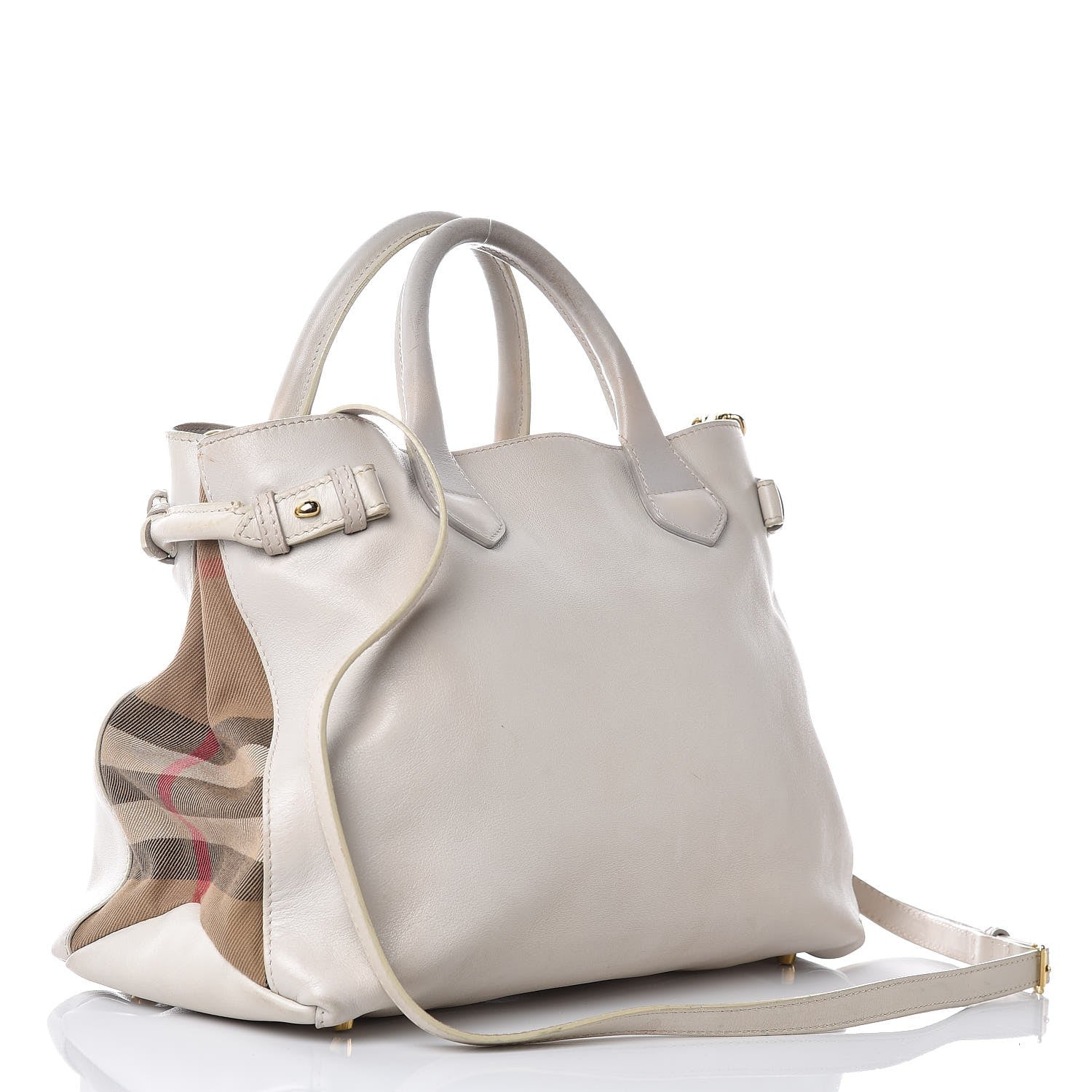Burberry Smooth Calfskin Medium Banner Tote Off White 4 of 18