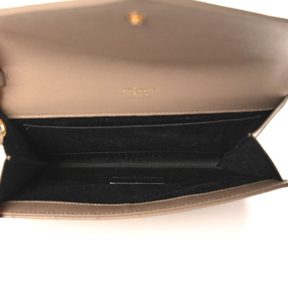 Saint Laurent Grain De Poudre Textured Mixed Matelasse Triquilt Monogram Clutch Dark Beige 7 of 10