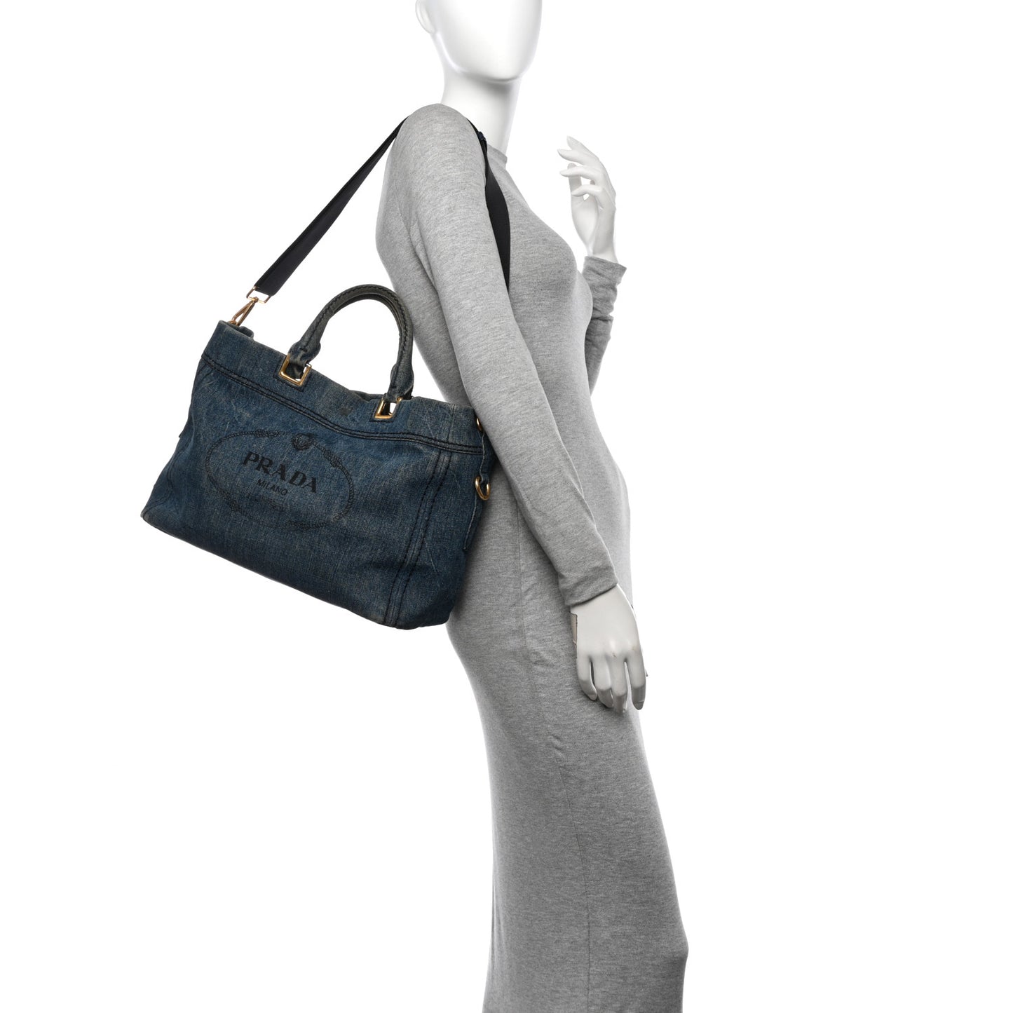 Denim Logo Shopping Tote Blue