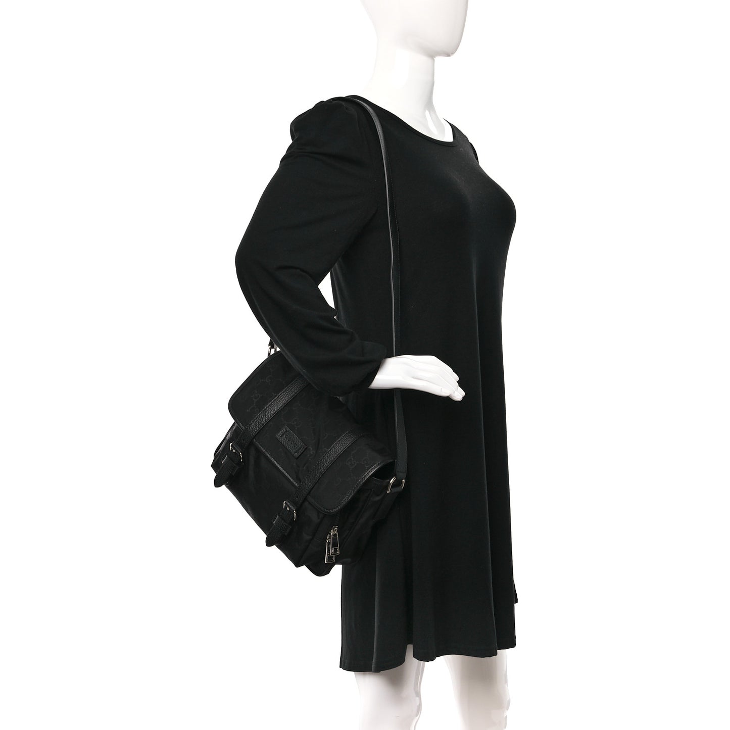 Nylon Monogram Messenger Bag Black