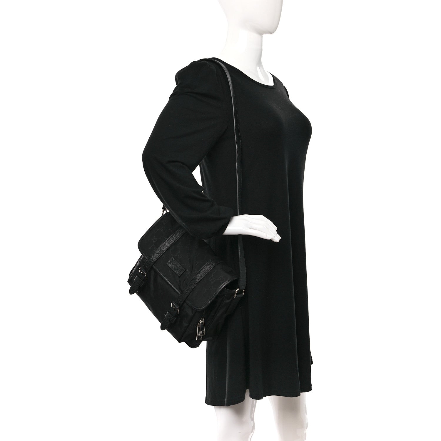 Gucci Nylon Monogram Messenger Bag Black 2 of 10