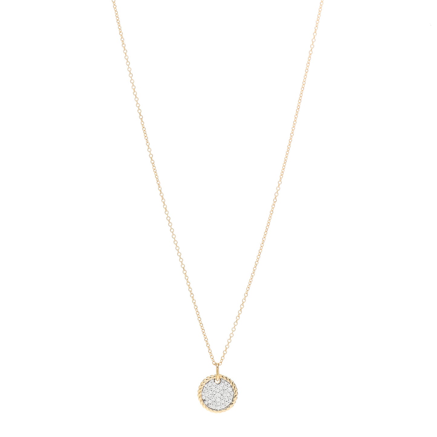 18K Yellow Gold Diamond Cable Collectibles Pave Charm Pendant Necklace