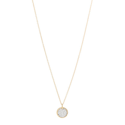 David Yurman 18K Yellow Gold Diamond Cable Collectibles Pave Charm Pendant Necklace 1 of 5