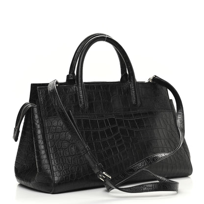 Saint Laurent Calfskin Crocodile Embossed Small Cabas Rive Gauche Black 2 of 10
