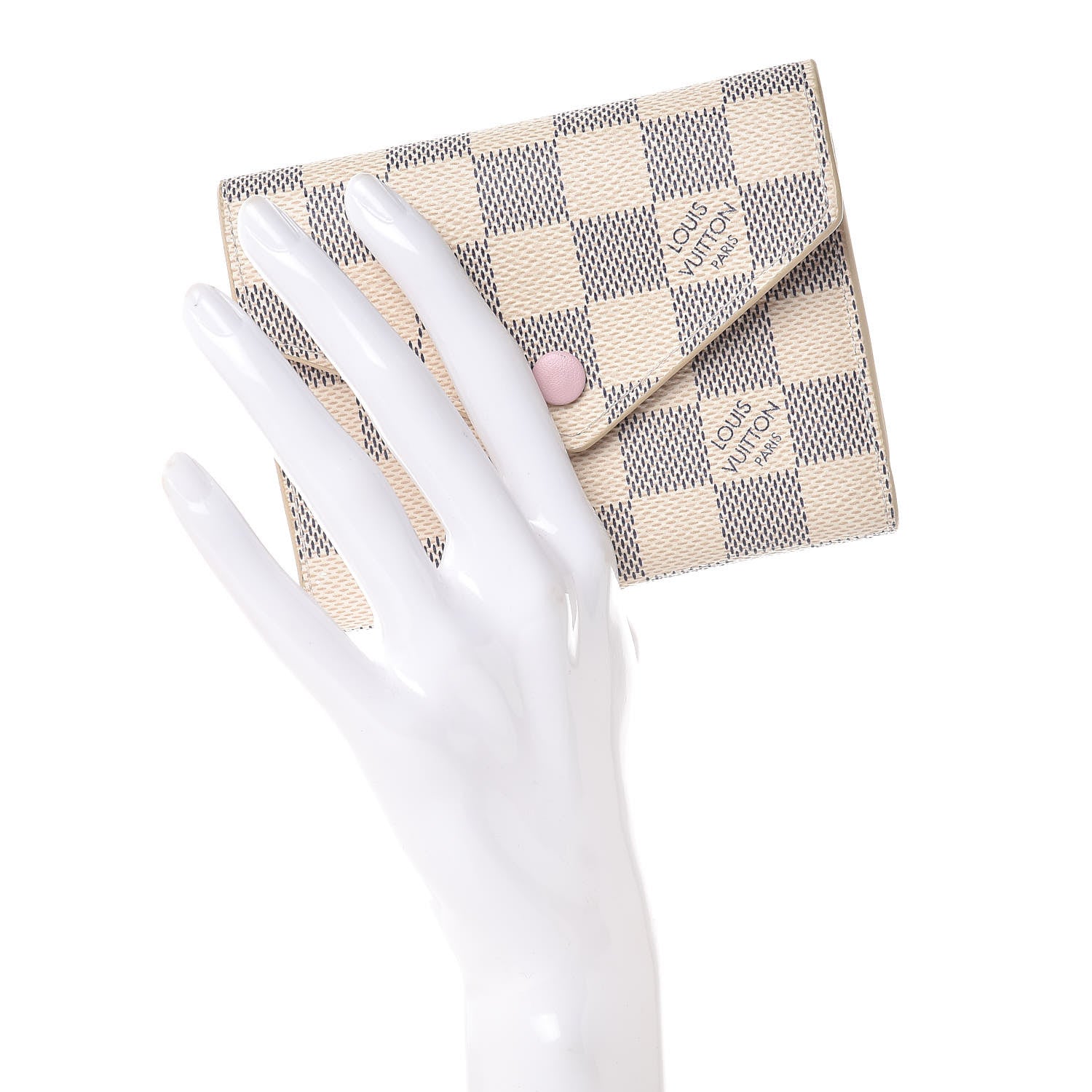 Louis Vuitton Damier Azur Victorine Wallet Rose Ballerine 2 of 9